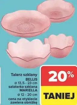Carrefour Talerz szklany BELLIS Ø 13,5 - 23 cm salaterka szklana MARIELLA Ø 12 - 20 cm oferta