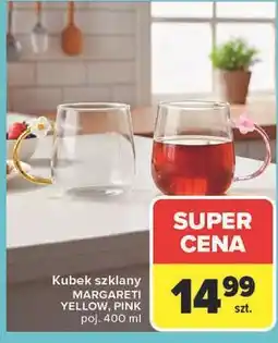 Carrefour Kubek szklany MARGARETI YELLOW, PINK oferta