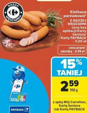 Carrefour Kiełbasa parówkowa z Naszej Wędzarni oferta