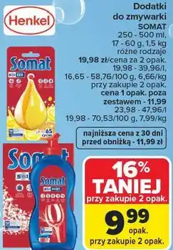 Carrefour Dodatki do zmywarki Somat (250 - 500 ml, 17 - 60 g, 1,5 kg, różne rodzaje) oferta