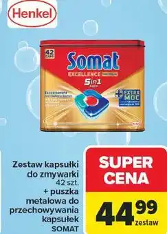 Carrefour Zestaw kapsułki do zmywarki Somat 42 szt. + puszka metalowa oferta