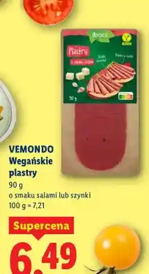 Lidl Wegańskie plastry o smaku salami lub szynki oferta