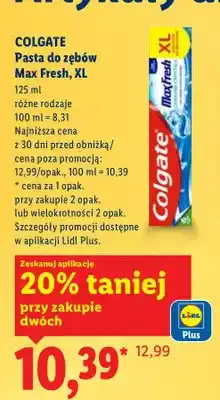 Lidl Pasta do zębów Max Fresh, XL różne rodzaje oferta