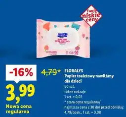 Lidl Floralys Papier toaletowy nawilżany dla dzieci 60 szt. (różne rodzaje) oferta
