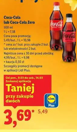 Lidl Coca-Cola lub Coca-Cola Zero oferta