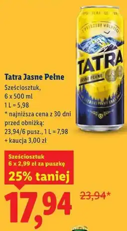 Lidl Piwo Tatra Jasne Pełne oferta