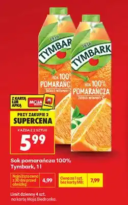 Biedronka Sok pomarańcza 100% oferta