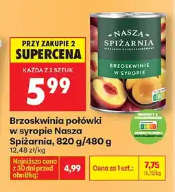 Biedronka Brzoskwinie połówki w syropie oferta
