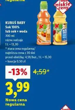 Lidl KUBUŚ BABY Sok 100% lub sok + woda oferta