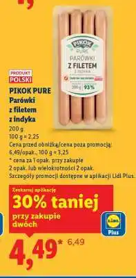 Lidl PIKOK PURE Parówki z filetem z indyka oferta