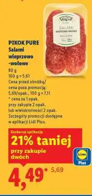 Lidl PIKOK PURE Salami wieprzowo-wołowe oferta