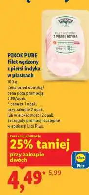 Lidl PIKOK PURE Filet wędzony z piersi indyka w plastrach oferta