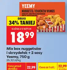 Biedronka Mix box nuggetsów i skrzydełek + 2 sosy Yeemy, 750 g oferta