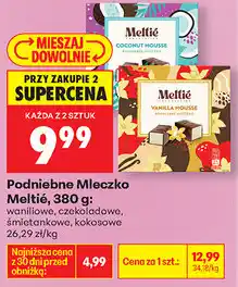 Biedronka Podniebne Mleczko Meltie, 380 g (waniliowe, czekoladowe, śmietankowe, kokosowe) oferta
