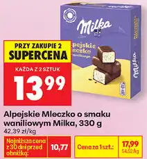 Biedronka Alpejskie Mleczko o smaku waniliowym Milka oferta