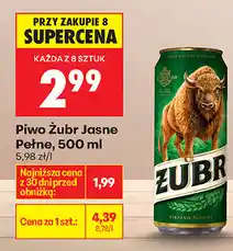 Biedronka Piwo Żubr Jasne Pełne oferta