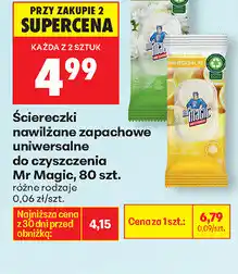Biedronka Ściereczki nawilżane zapachowe uniwersalne do czyszczenia Mr Magic, 80 szt oferta
