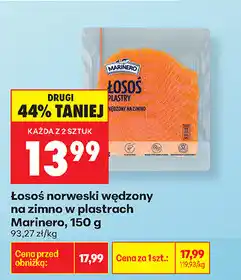 Biedronka Łosoś norweski wędzony na zimno w plastrach Marinero oferta
