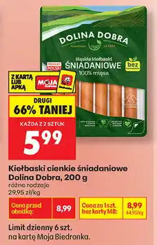 Biedronka Kiełbaski cienkie śniadaniowe Dolina Dobra oferta