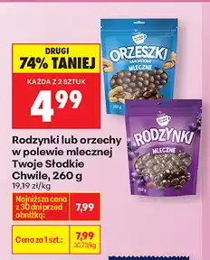 Biedronka Rodzynki lub orzechy w połowie mlecznej Twoje Słodkie Chwile oferta