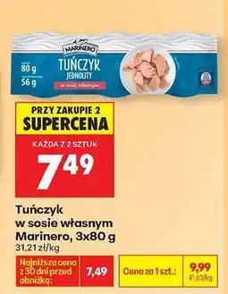 Biedronka Tuńczyk w sosie własnym Marinero, 3x80 g oferta