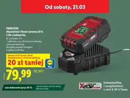 Lidl Akumulator litowo-jonowy 20 V, 2 Ah z ładowarką oferta