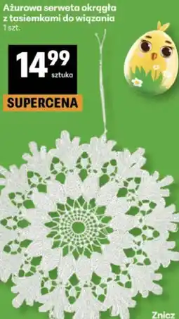 Delikatesy Centrum Ażurowa serweta okrągła z tasiemkami do wiązania oferta