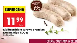 Biedronka Kiełbasa biała surowa premium Kraina Mięs oferta