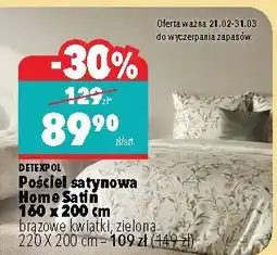 Biedronka Pościel satynowa Home Satin 160x200 cm brązowe kwiatki, zielona oferta