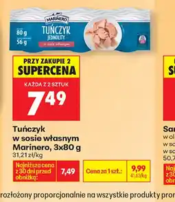 Biedronka Tuńczyk w sosie własnym Marinero oferta