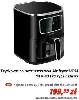 Media Markt Frytkownica beztłuszczowa Air fryer MPM MFR-09 FitFryer Czarny oferta