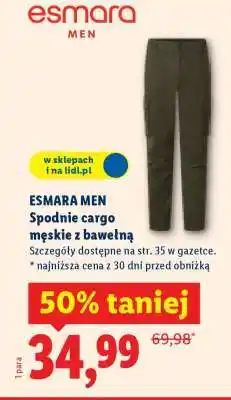 Lidl ESMARA MEN Spodnie cargo męskie z bawełną oferta