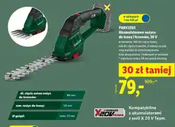 Lidl PARKSIDE Akumulatorowe nożyce do trawy i krzewów, 20 V oferta