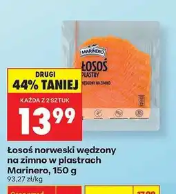 Biedronka Łosoś norweski wędzony na zimno w plastrach Marinero, 150 g oferta