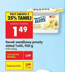 Biedronka Serek waniliowy prosty skład Tutti 150 g oferta