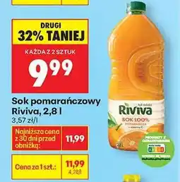 Biedronka Sok pomarańczowy Riviva, 2,8 l oferta