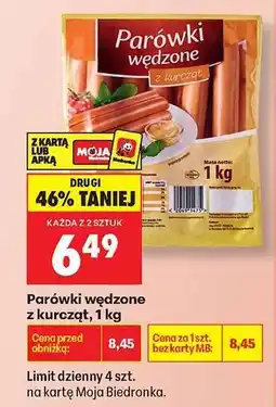 Biedronka Parówki wędzone z kurcząt , 1 kg oferta