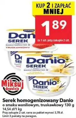 Lewiatan Serek homogenizowany Danio o smaku waniliowym, truskawkowy oferta