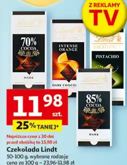 Auchan Czekolada Lindt 50-100 g, wybrane rodzaje oferta