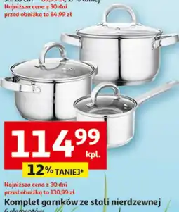 Auchan Komplet garnków ze stali nierdzewnej 6 elementów oferta