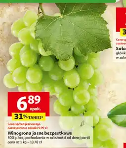 Auchan Winogrona jasne bezpestkowe oferta