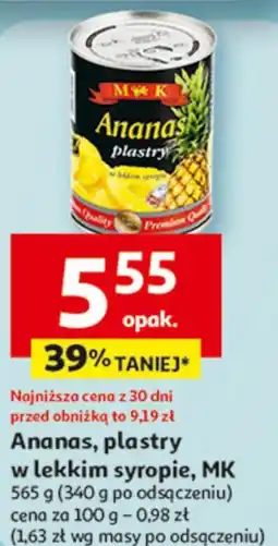 Auchan Ananas, plastry w lekkim syropie, MK oferta