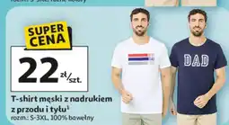 Auchan T-shirt męski z nadrukiem z przodu i tyłu oferta