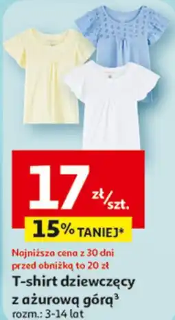 Auchan T-shirt dziewczęcy z ażurową górą oferta