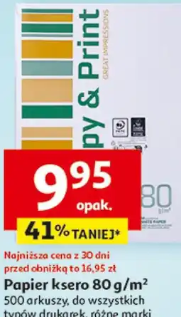 Auchan Papier ksero 80 g/m² 500 arkuszy, do wszystkich typów drukarek, różne marki oferta