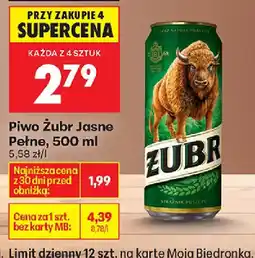Biedronka Piwo Zubr Jasne Pełne oferta