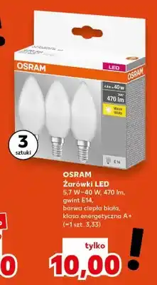 Kaufland Żarówki LED 5,7 W=40 W, 470 lm, gwint E14, barwa ciepła biała, klasa energetyczna A+ oferta