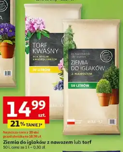 Auchan Ziemia do iglaków z nawozem lub torf kwaśny oferta
