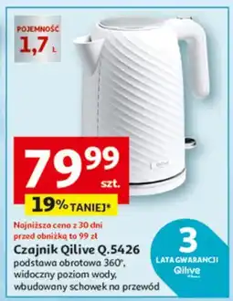Auchan Czajnik Q.5426 podstawa obrotowa 360°, widoczny poziom wody, wbudowany schowek na przewód oferta