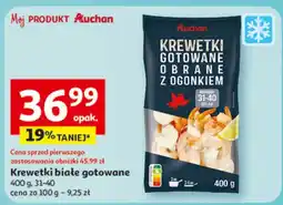 Auchan Krewetki białe gotowane obrane z ogonkiem oferta